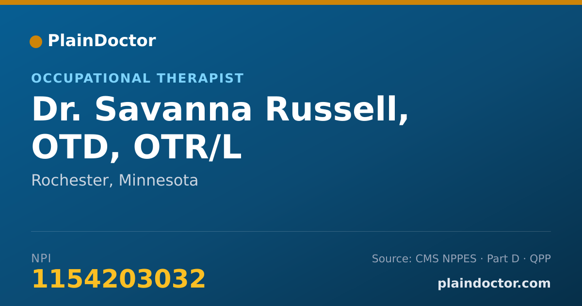 Shareable card for Savanna Russell, OTD, OTR/L - Occupational Therapist, Rochester, MN