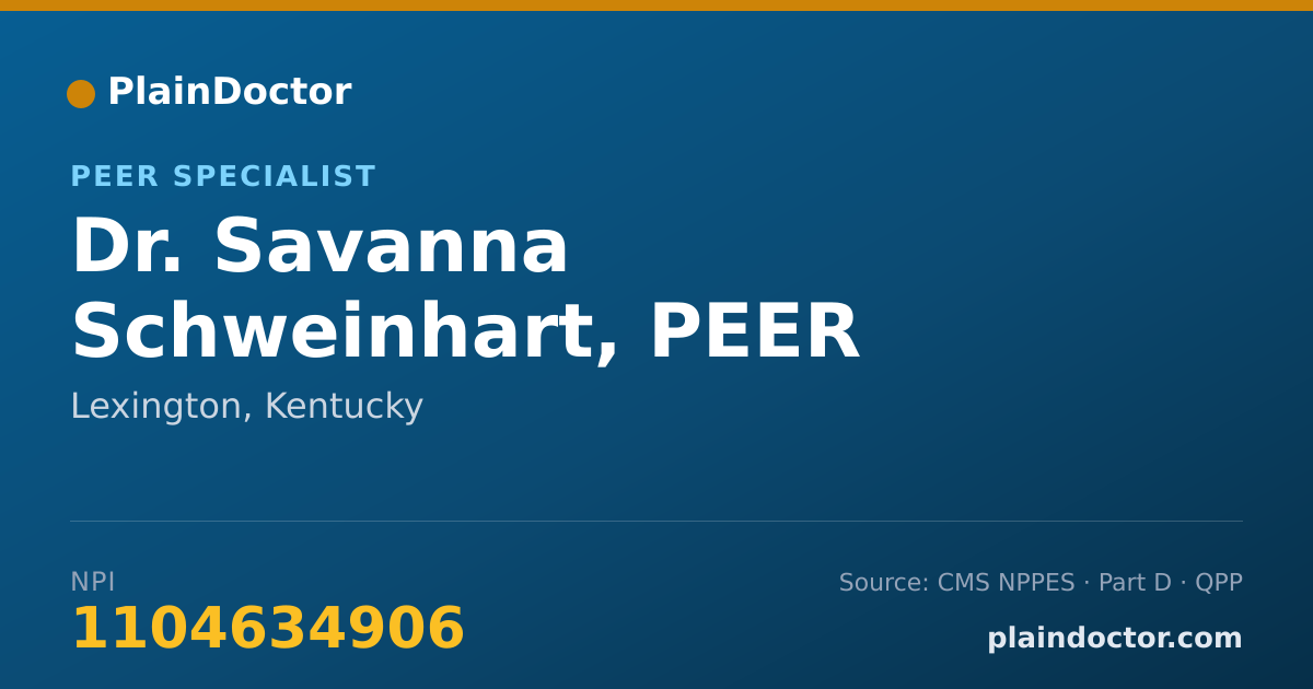 Shareable card for Savanna Schweinhart, PEER SUPPORT - Peer Specialist, Lexington, KY