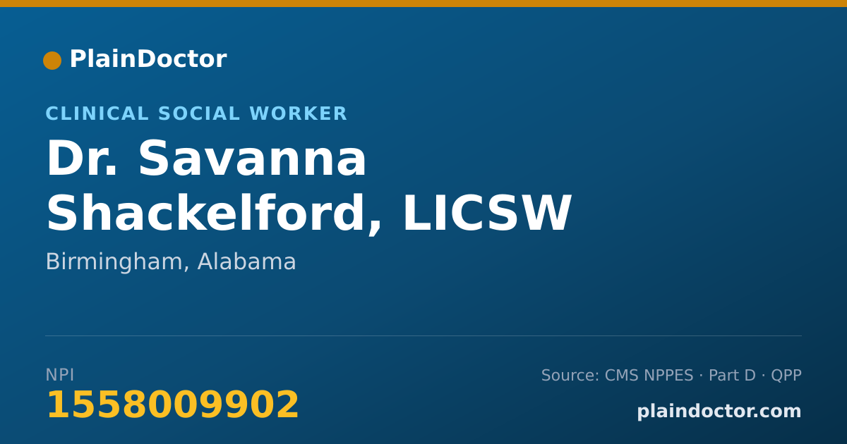 Shareable card for Savanna Shackelford, LICSW - Clinical Social Worker, Birmingham, AL