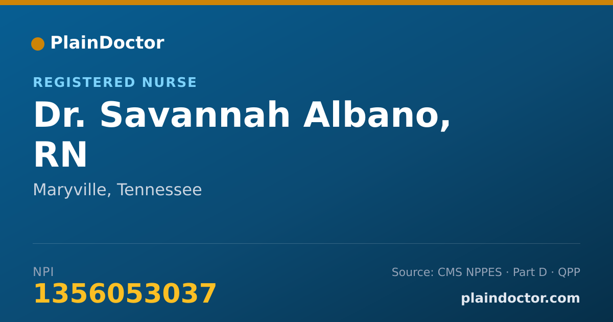 Shareable card for Savannah Albano, RN - Registered Nurse, Maryville, TN