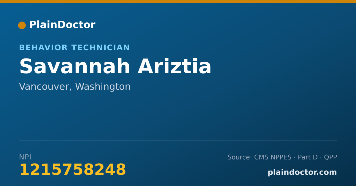 Shareable card for Savannah Ariztia - Behavior Technician, Vancouver, WA