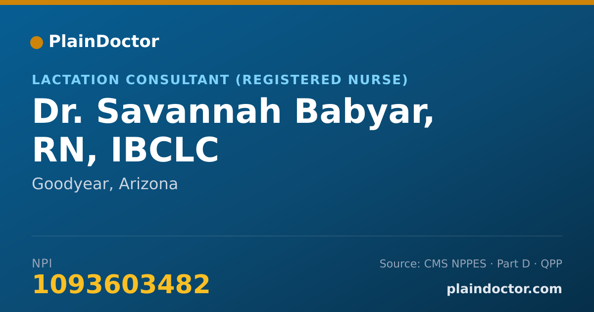 Shareable card for Savannah Babyar, RN, IBCLC - Lactation Consultant (Registered Nurse), Goodyear, AZ