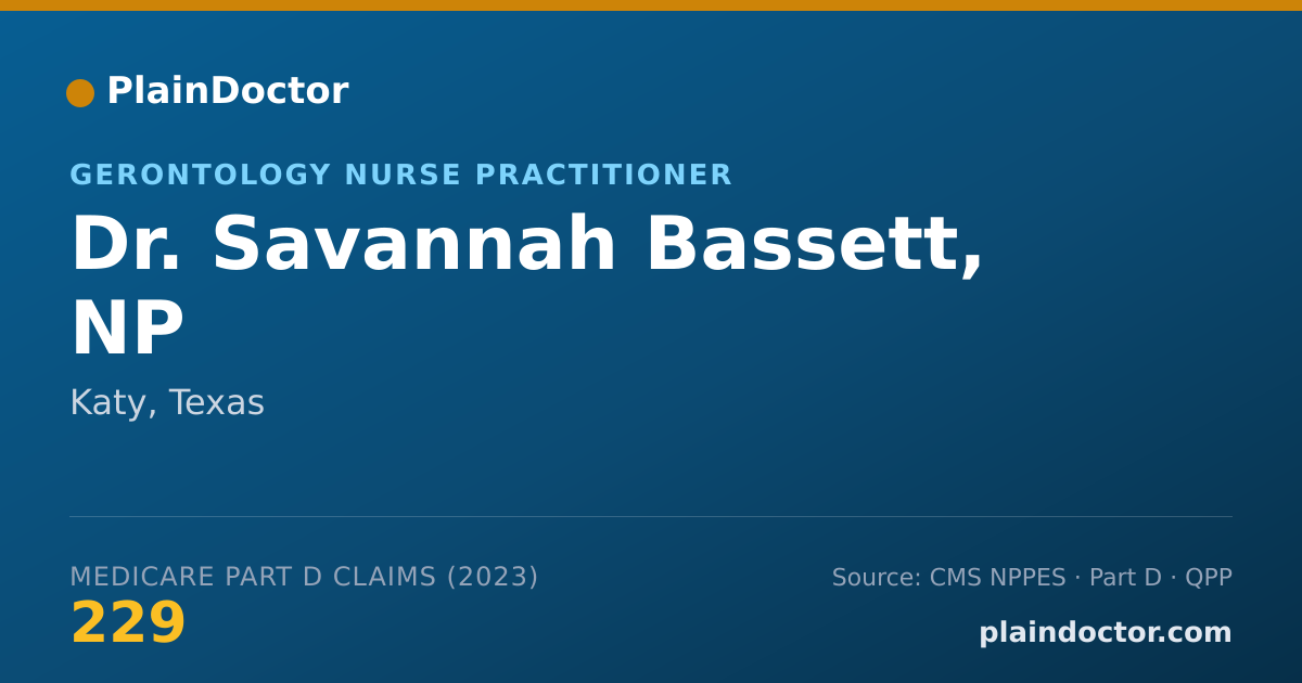 Shareable card for Savannah Bassett, NP - Gerontology Nurse Practitioner, Katy, TX