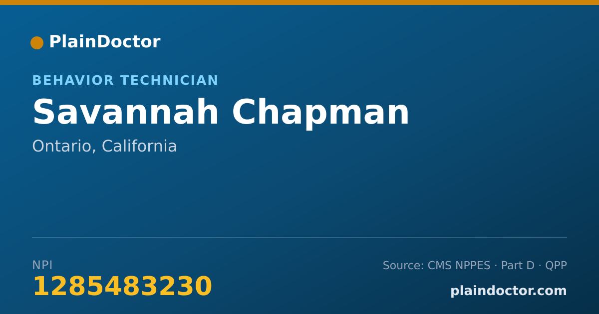 Shareable card for Savannah Chapman - Behavior Technician, Ontario, CA