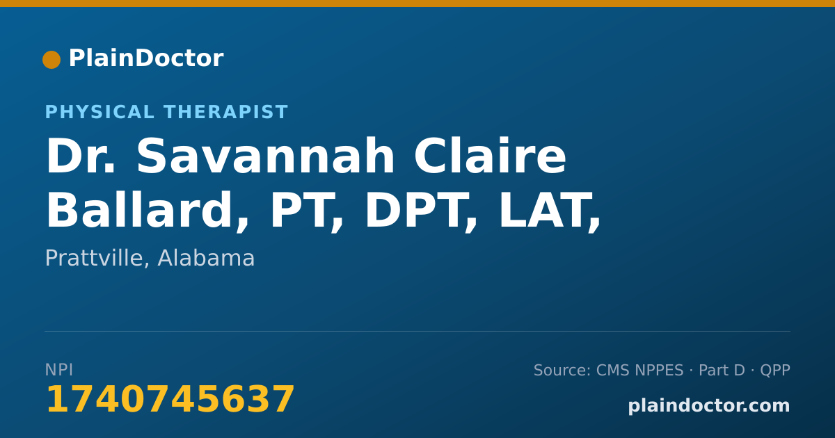 Shareable card for Savannah Claire Ballard, PT, DPT, LAT, ATC - Physical Therapist, Prattville, AL