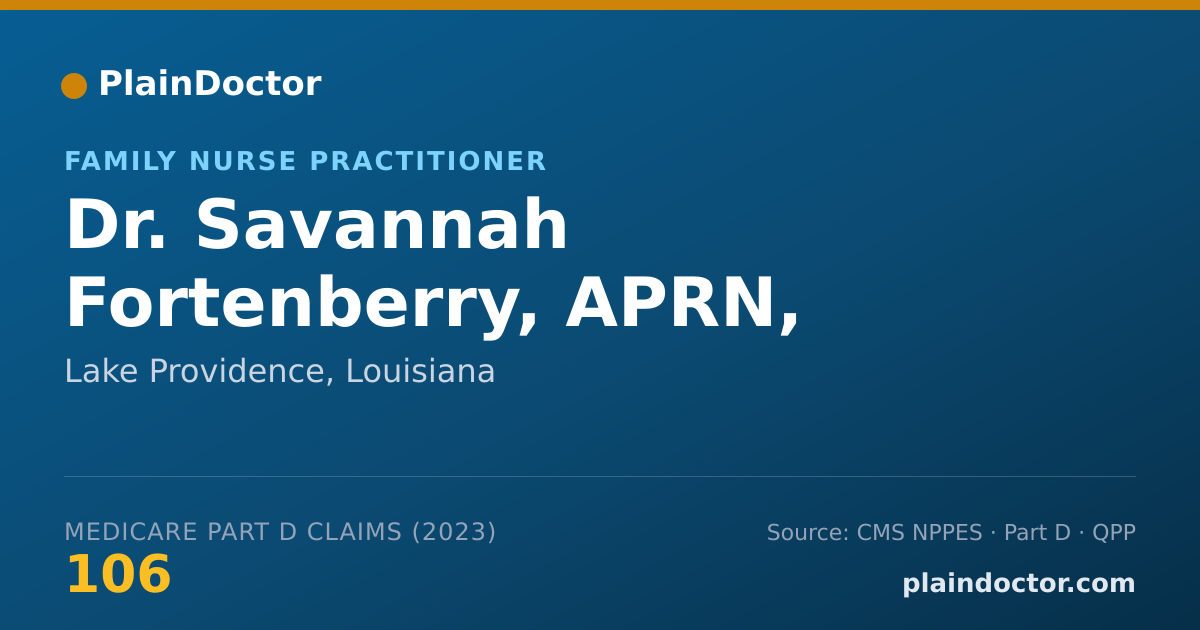 Shareable card for Savannah Fortenberry, APRN, FNP-C - Family Nurse Practitioner, Lake Providence, LA