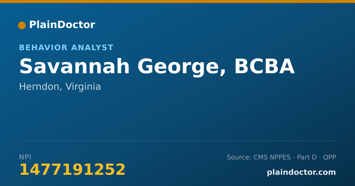 Shareable card for Savannah George, BCBA - Behavior Technician, Herndon, VA