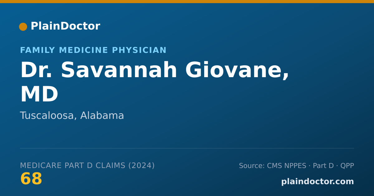 Shareable card for Savannah Giovane, MD - Family Medicine Physician, Tuscaloosa, AL