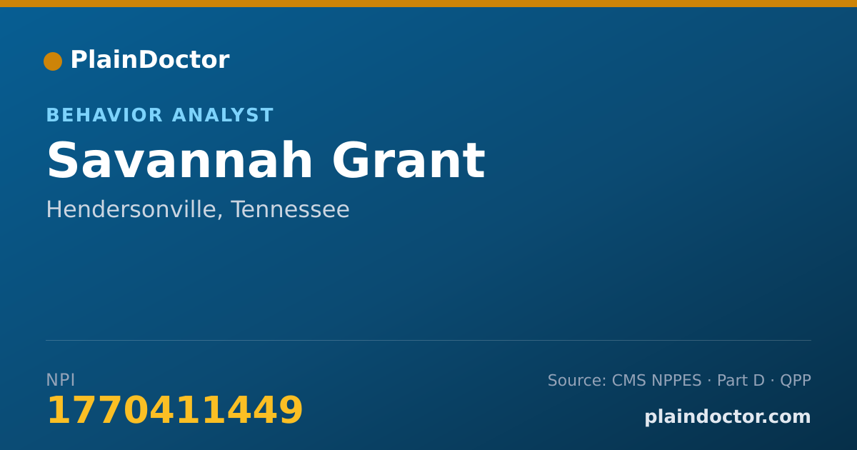 Shareable card for Savannah Grant - Behavior Analyst, Hendersonville, TN