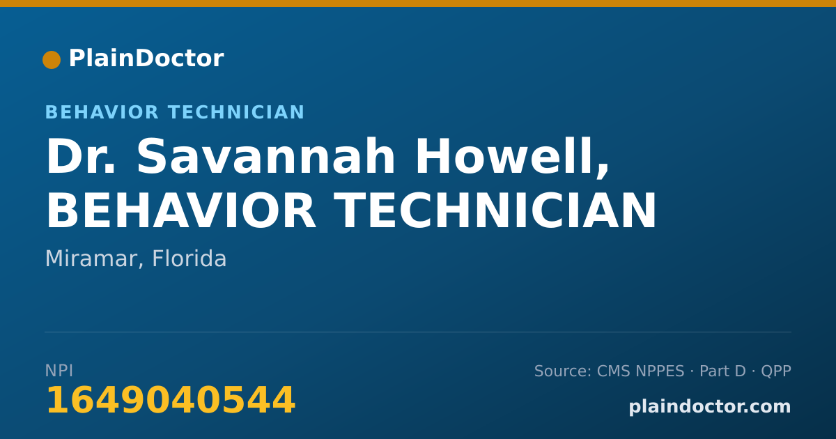 Shareable card for Savannah Howell, BEHAVIOR TECHNICIAN - Behavior Technician, Miramar, FL