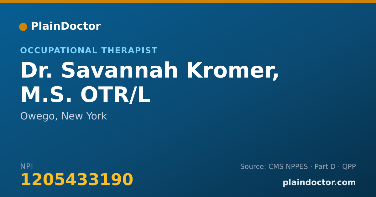 Shareable card for Savannah Kromer, M.S. OTR/L - Occupational Therapist, Owego, NY