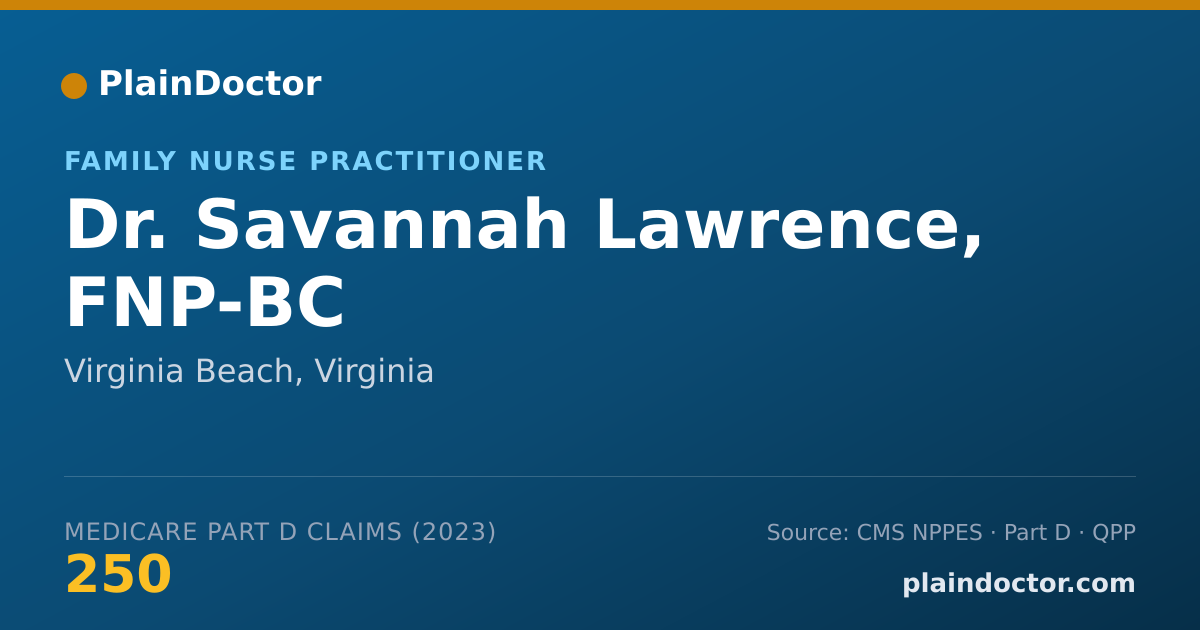 Shareable card for Savannah Lawrence, FNP-BC - Family Nurse Practitioner, Virginia Beach, VA