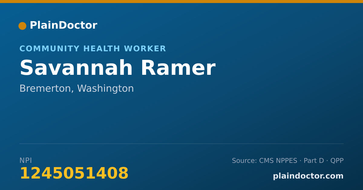 Shareable card for Savannah Ramer - Community Health Worker, Bremerton, WA