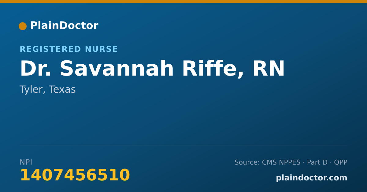 Shareable card for Savannah Riffe, RN - Registered Nurse, Tyler, TX
