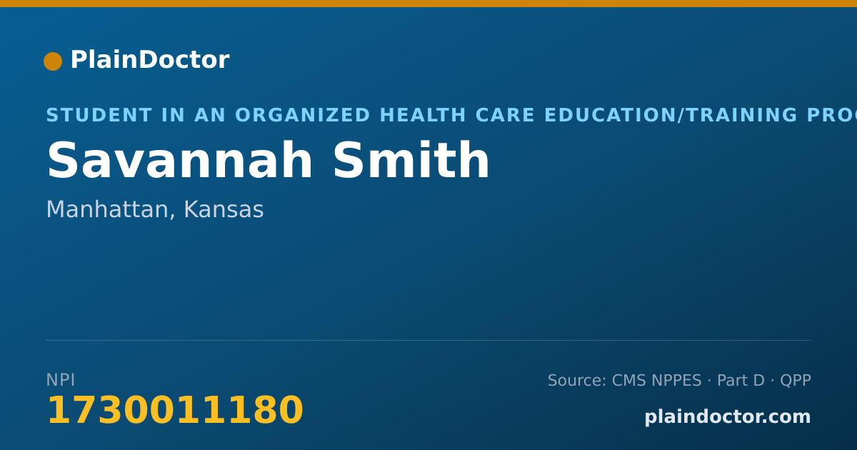 Shareable card for Savannah Smith - Athletic Trainer, Manhattan, KS