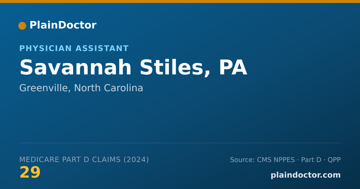 Shareable card for Savannah Stiles, PA - Physician Assistant, Greenville, NC