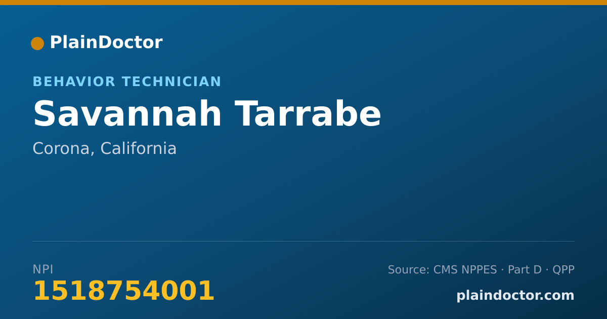Shareable card for Savannah Tarrabe - Behavior Technician, Corona, CA