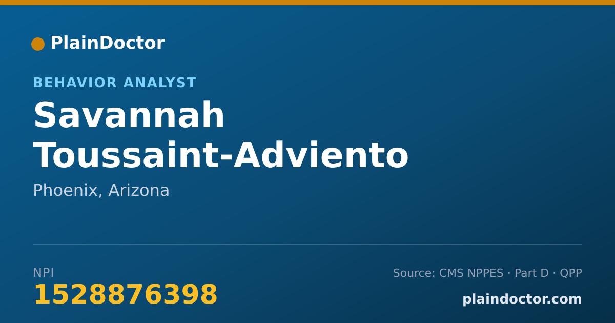 Shareable card for Savannah Toussaint-Adviento - Behavior Analyst, Phoenix, AZ