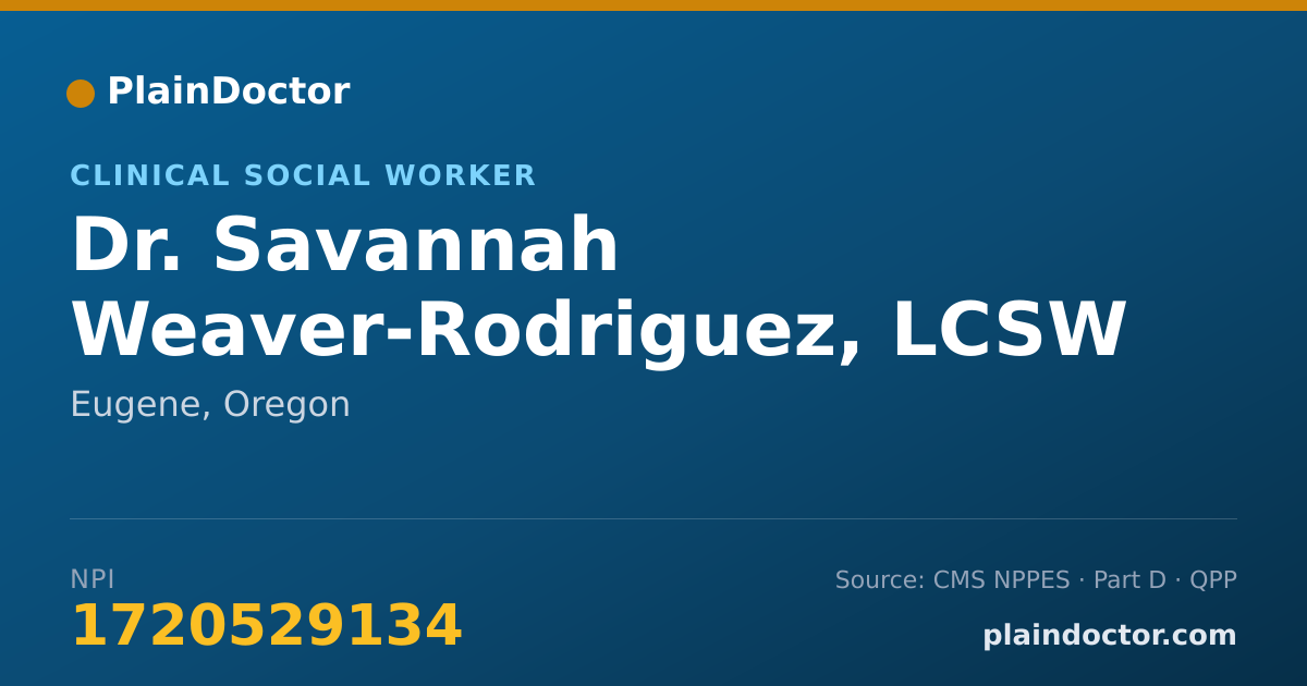 Shareable card for Savannah Weaver-Rodriguez, LCSW - Clinical Social Worker, Eugene, OR