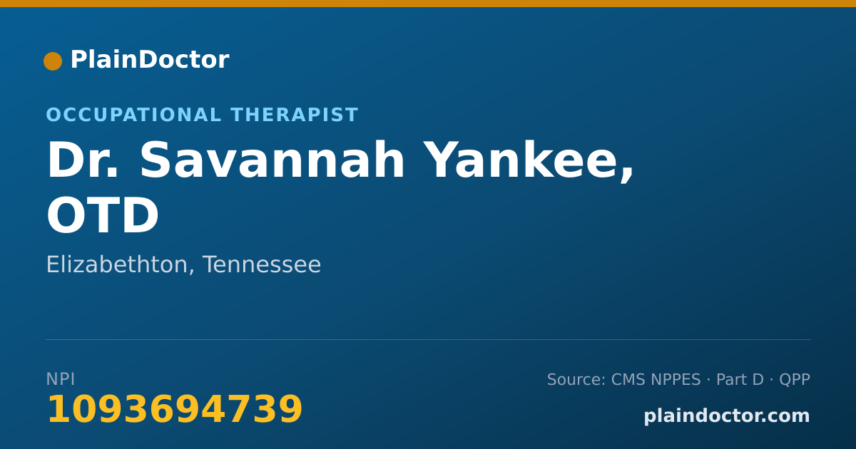 Shareable card for Savannah Yankee, OTD - Occupational Therapist, Elizabethton, TN