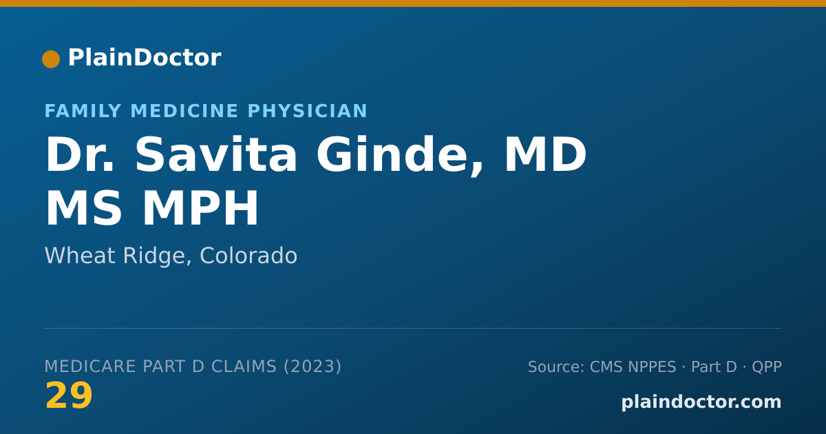 Shareable card for Savita Ginde, MD MS MPH - Family Medicine Physician, Wheat Ridge, CO