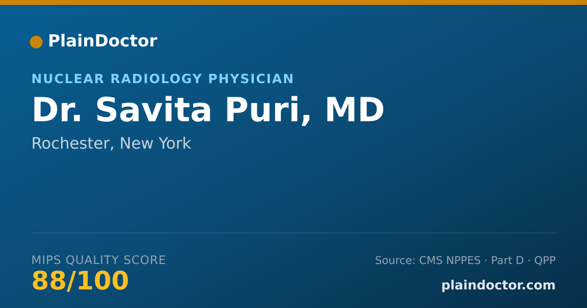Shareable card for Savita Puri, MD - Nuclear Radiology Physician, Rochester, NY