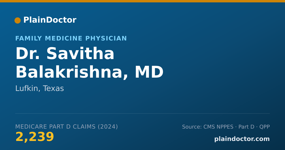 Shareable card for Savitha Balakrishna, MD - Family Medicine Physician, Lufkin, TX