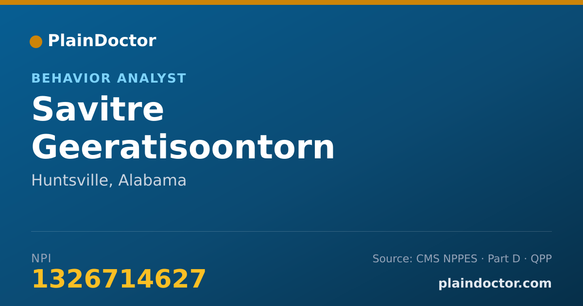 Shareable card for Savitre Geeratisoontorn - Behavior Analyst, Huntsville, AL
