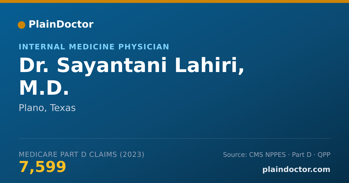 Shareable card for Sayantani Lahiri, M.D. - Internal Medicine Physician, Plano, TX