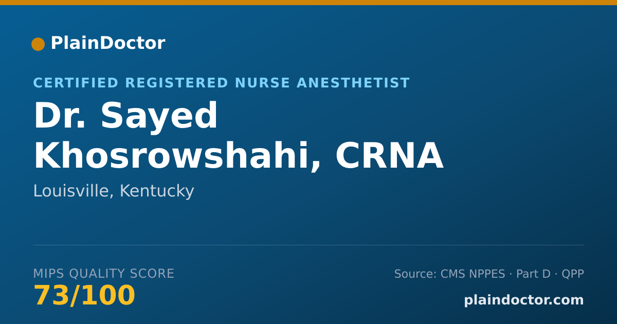 Shareable card for Sayed Khosrowshahi, CRNA - Certified Registered Nurse Anesthetist, Louisville, KY