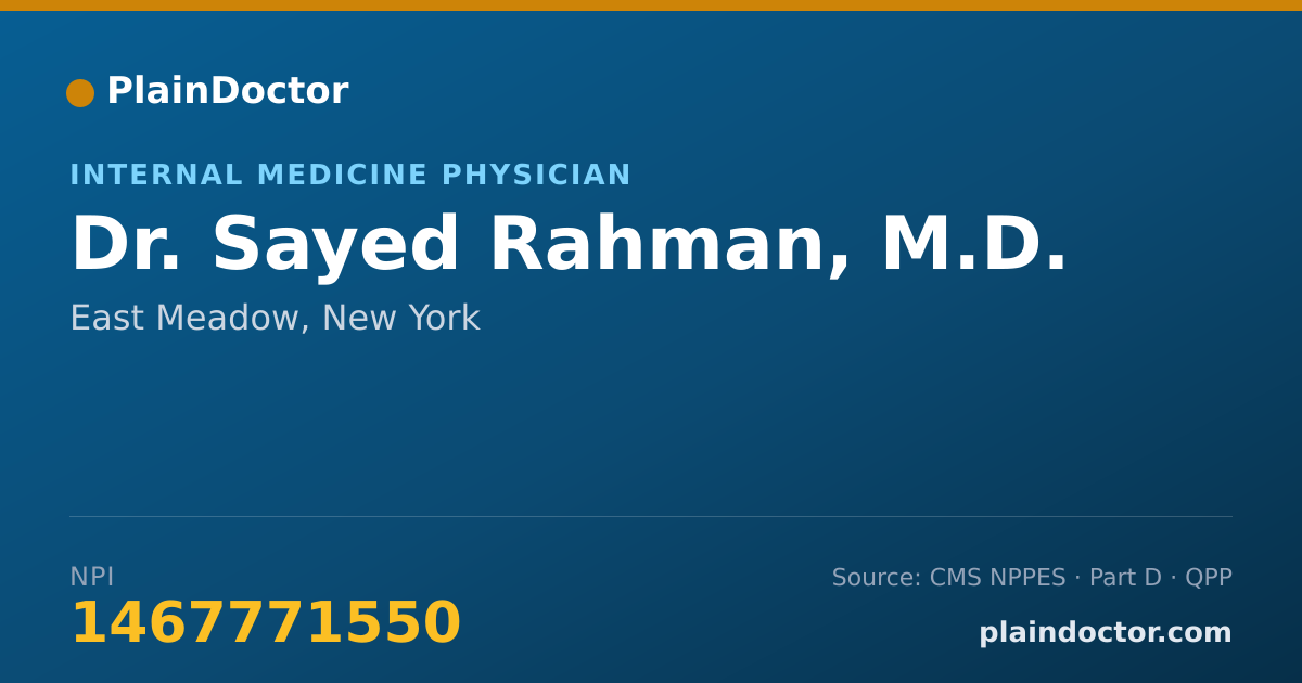 Shareable card for Sayed Rahman, M.D. - Internal Medicine Physician, East Meadow, NY