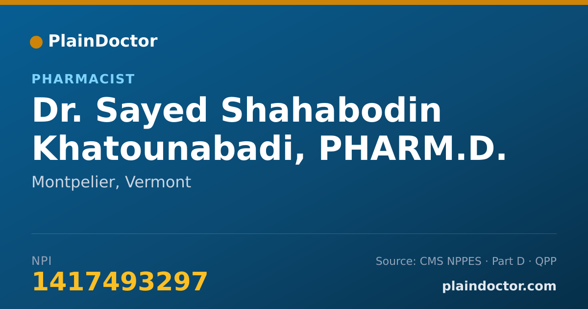 Shareable card for Sayed Shahabodin Khatounabadi, PHARM.D. - Pharmacist, Montpelier, VT