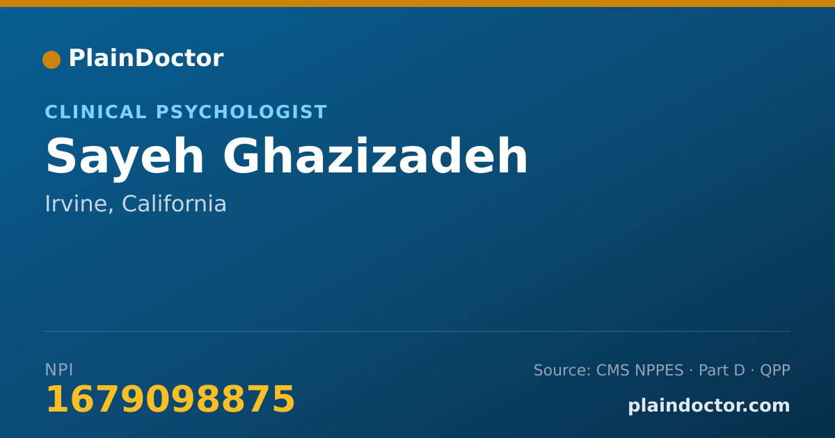 Shareable card for Sayeh Ghazizadeh - Clinical Psychologist, Irvine, CA