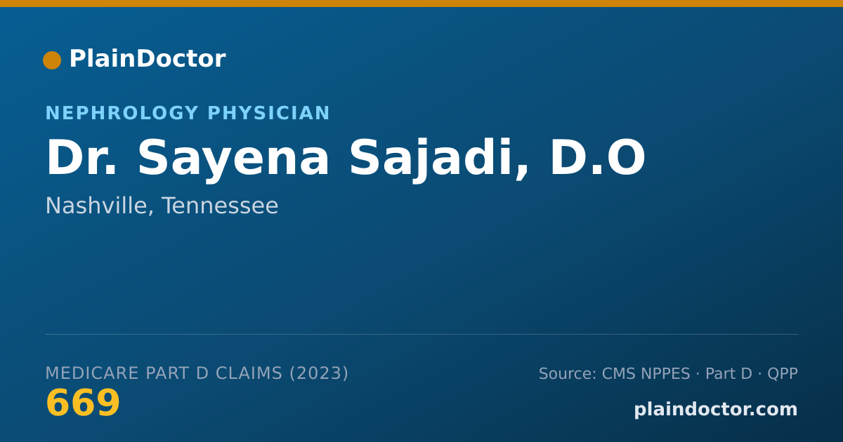 Shareable card for Sayena Sajadi, D.O - Nephrology Physician, Nashville, TN
