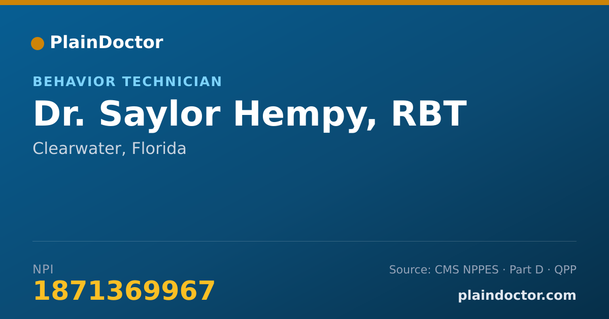 Shareable card for Saylor Hempy, RBT - Behavior Technician, Clearwater, FL