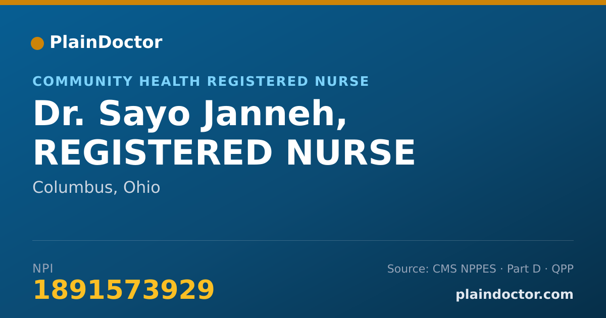 Shareable card for Sayo Janneh, REGISTERED NURSE - Community Health Registered Nurse, Columbus, OH