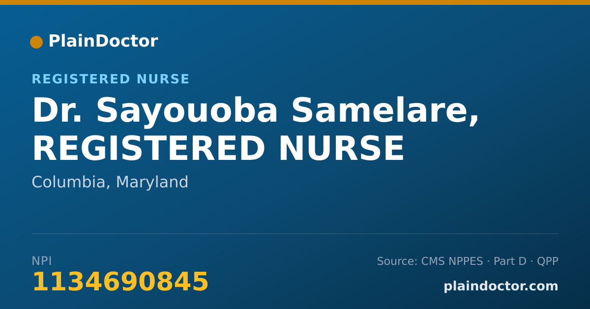 Shareable card for Sayouoba Samelare, REGISTERED NURSE - Registered Nurse, Columbia, MD