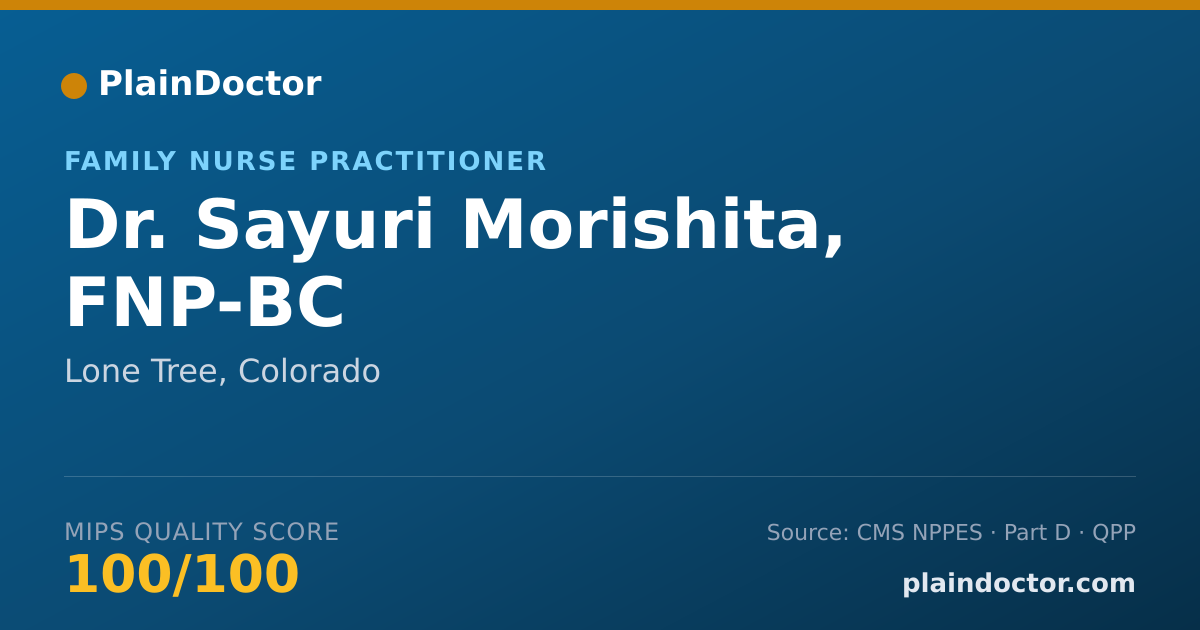 Shareable card for Sayuri Morishita, FNP-BC - Family Nurse Practitioner, Lone Tree, CO