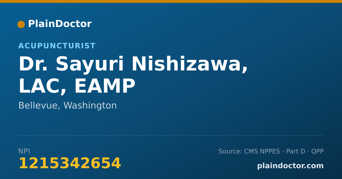 Shareable card for Sayuri Nishizawa, LAC, EAMP - Acupuncturist, Bellevue, WA