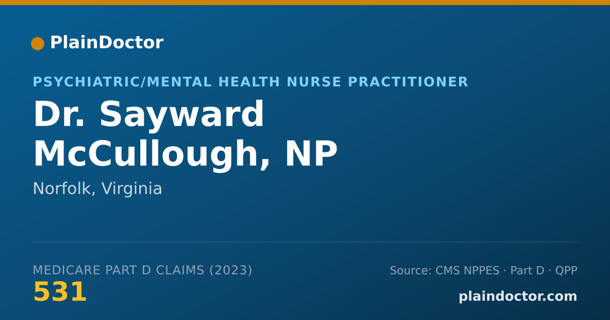 Shareable card for Sayward McCullough, NP - Psychiatric/Mental Health Nurse Practitioner, Norfolk, VA