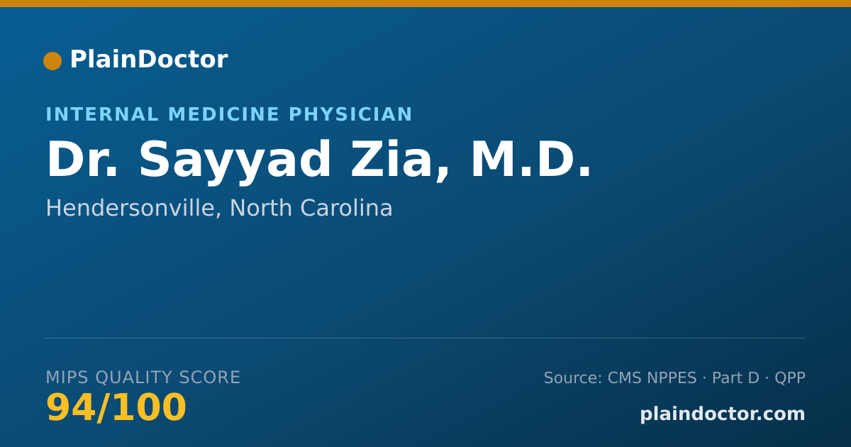 Shareable card for Sayyad Zia, M.D. - Internal Medicine Physician, Hendersonville, NC