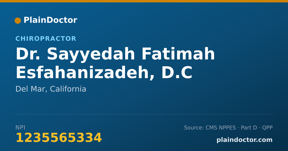Shareable card for Sayyedah Fatimah Esfahanizadeh, D.C - Chiropractor, Del Mar, CA