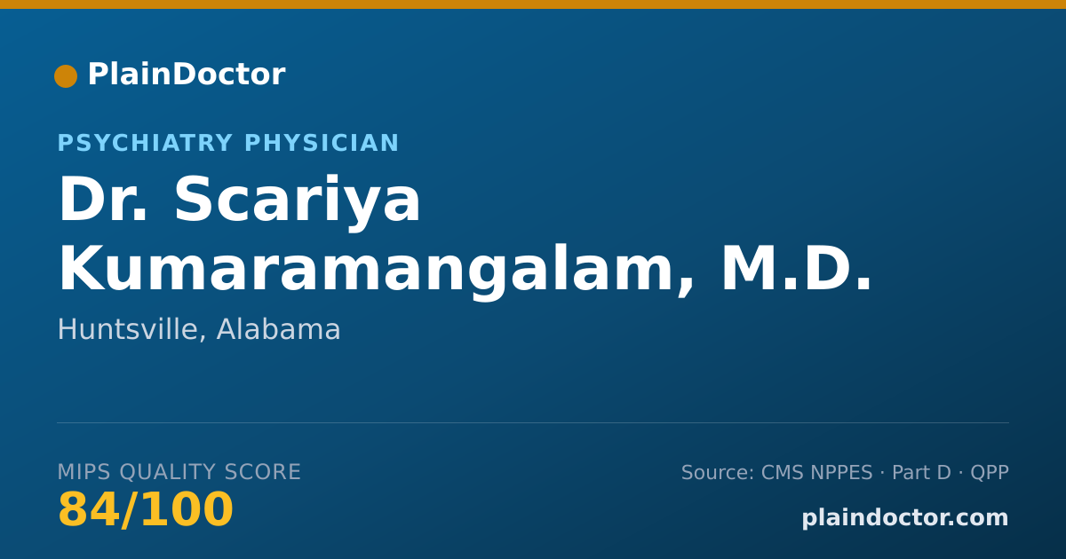 Shareable card for Scariya Kumaramangalam, M.D. - Psychiatry Physician, Huntsville, AL