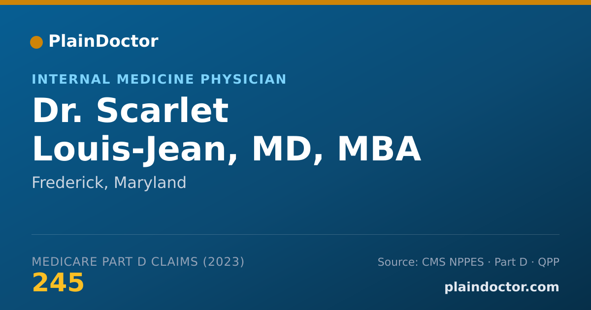 Shareable card for Scarlet Louis-Jean, MD, MBA - Internal Medicine Physician, Frederick, MD