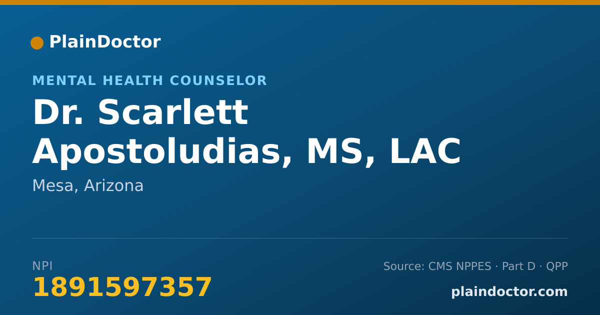 Shareable card for Scarlett Apostoludias, MS, LAC - Mental Health Counselor, Mesa, AZ