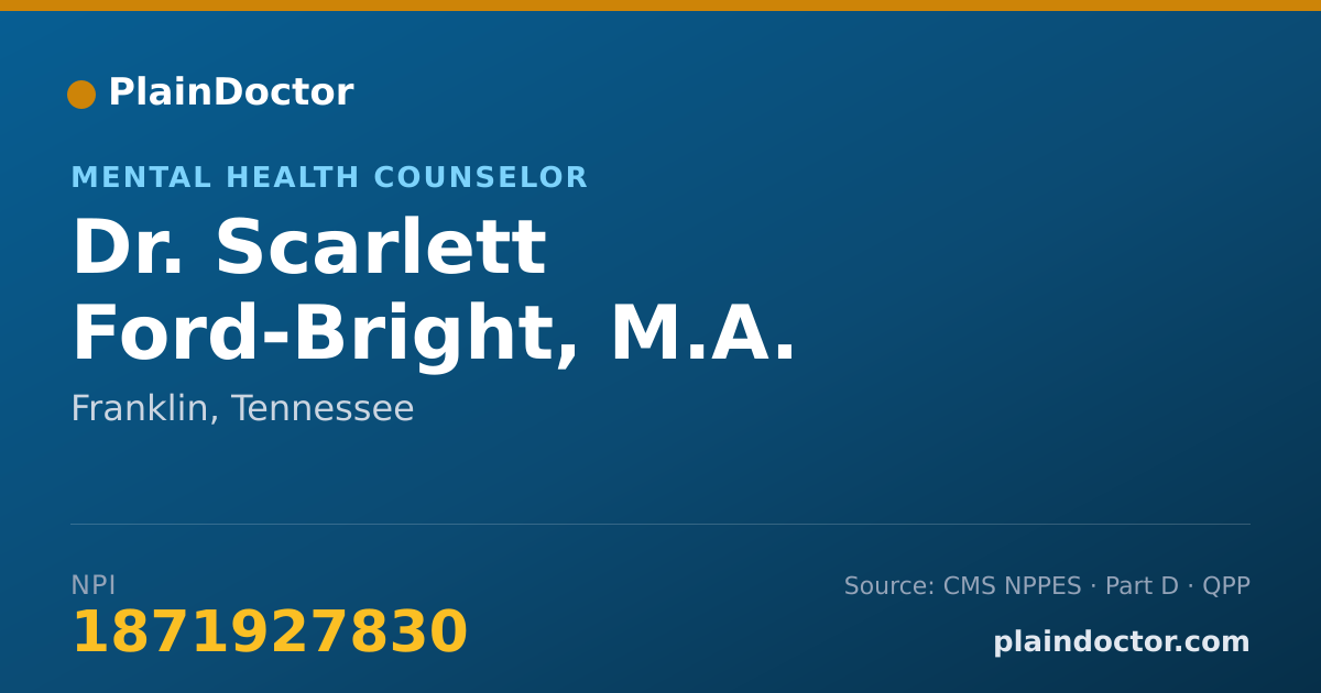 Shareable card for Scarlett Ford-Bright, M.A. - Mental Health Counselor, Franklin, TN