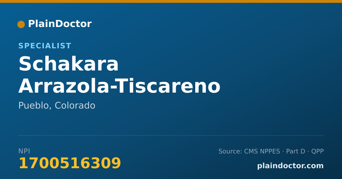 Shareable card for Schakara Arrazola-Tiscareno - Specialist, Pueblo, CO