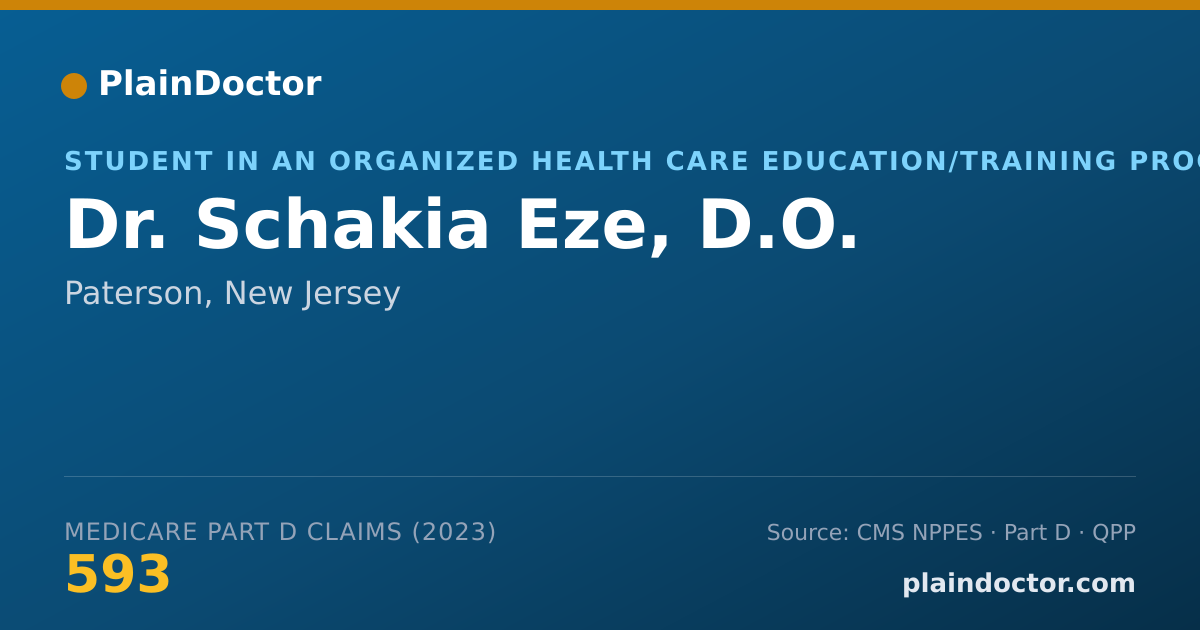 Shareable card for Schakia Eze, D.O. - Student in an Organized Health Care Education/Training Program, Paterson, NJ