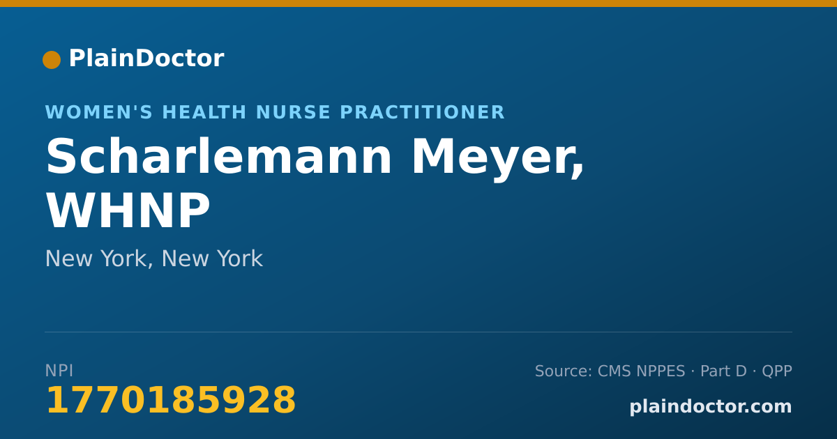 Shareable card for Scharlemann Meyer, WHNP - Women's Health Nurse Practitioner, New York, NY
