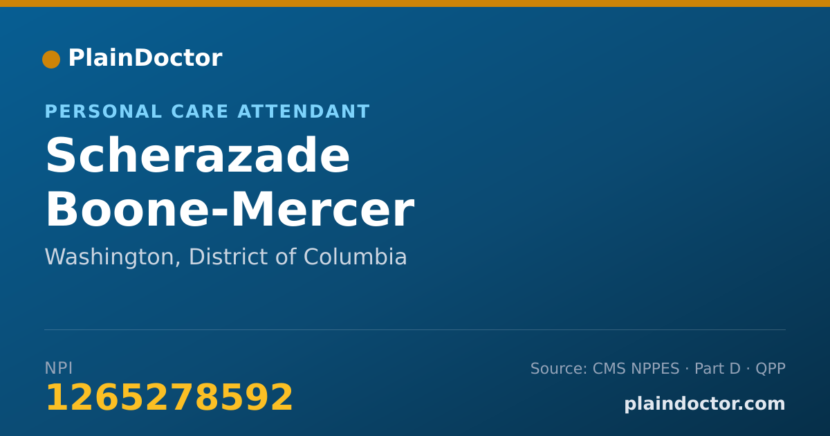 Shareable card for Scherazade Boone-Mercer - Personal Care Attendant, Washington, DC